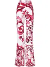 Dolce & Gabbana Flared Majolica-print Organzine Pants In White