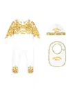 Dolce & Gabbana 3-piece Gift Set In Yellow Majolica-print Jersey In White