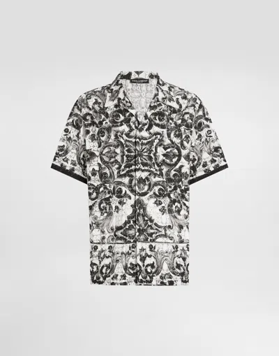 Dolce & Gabbana Majolica-print Hawaii Crochet Lace Shirt In White