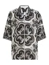 Dolce & Gabbana Camicia Hawaii In Lino Stampa Maiolica