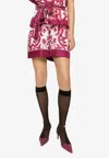 Dolce & Gabbana Majolica Print High-waist Silk Twill Shorts In Pink