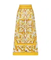 Dolce & Gabbana Majolica Print Midi A-line Skirt In Yellow