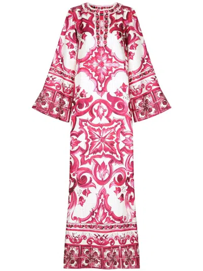 Dolce & Gabbana Majolica-print Kaftan Dress In Multicolor