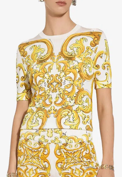DOLCE & GABBANA MAJOLICA PRINT KNIT TOP