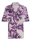 Dolce & Gabbana Crochet Majolica Print Shirt In Purple