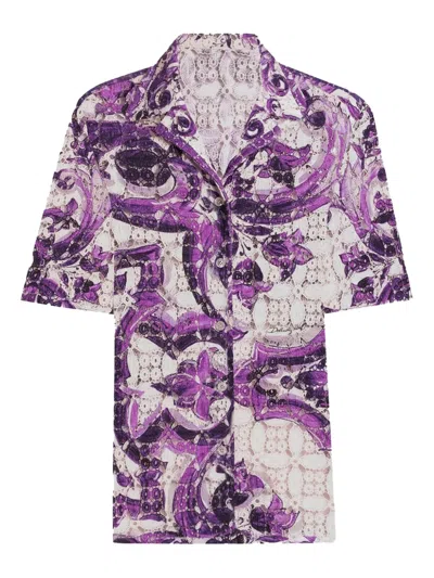 DOLCE & GABBANA MAJOLICA-PRINT LACE SHIRT