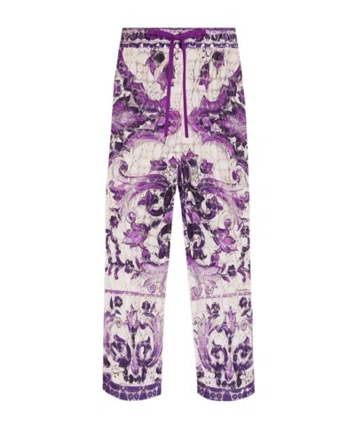 DOLCE & GABBANA DOLCE  GABBANA MAJOLICA-PRINTED CROCHET LACE TROUSERS