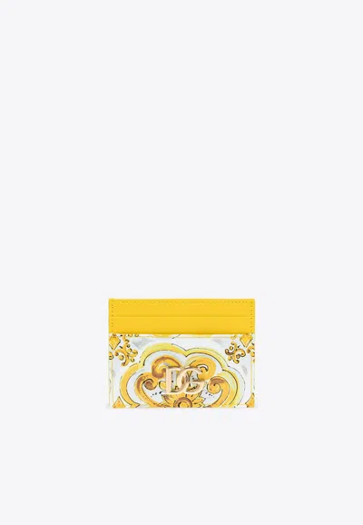 Dolce & Gabbana 3.5 Majolica Print Cardholder In Yellow