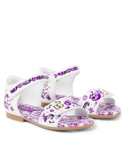 DOLCE & GABBANA DG MAJOLICA LEATHER SANDALS
