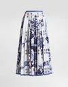 Dolce & Gabbana Majolica-print Long Cotton Satin Skirt