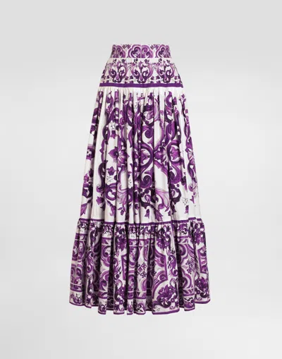 DOLCE & GABBANA MAJOLICA-PRINT LONG SKIRT