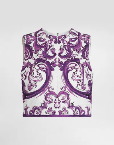 DOLCE & GABBANA MAJOLICA-PRINT MAT TOP
