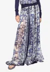Dolce & Gabbana Majolica-print Silk Floor-length Skirt In Blue
