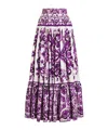 Dolce & Gabbana Violet Long Skirt With Ruffle Hem And All-over Floral Motif In Cotton Woman