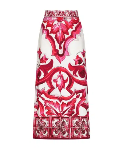 Dolce & Gabbana Majolica-print Maxi Skirt In Red