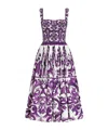 Dolce & Gabbana Women Cotton Midi Dress With Maiolica Print In Purple