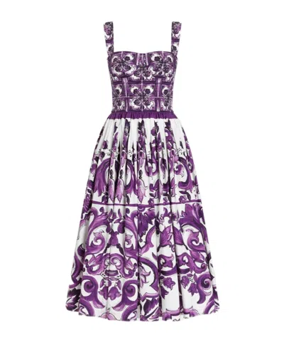 DOLCE & GABBANA DOLCE  GABBANA MAJOLICA-PRINTED POPLIN DRESS
