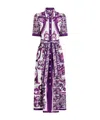 Dolce & Gabbana Collar Dress With Waist Knot And Majolica Print In Purple