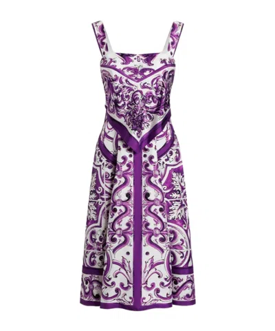 DOLCE & GABBANA MAJOLICA-PRINT MIDI DRESS