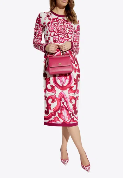 Dolce & Gabbana Majolica Print Midi Dress In Multicolor
