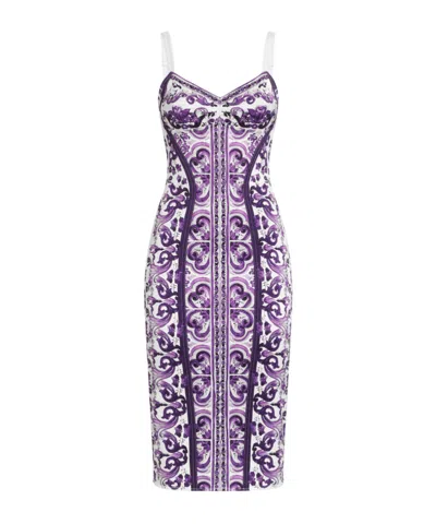 DOLCE & GABBANA MAJOLICA-PRINT MIDI DRESS