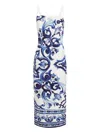 Dolce & Gabbana Majolica-print Midi Dress In White