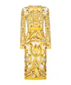 Dolce & Gabbana Majolica Silk-blend Charmeuse Midi Dress In Yellow