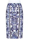Dolce & Gabbana Majolica-print Midi Skirt In Blue