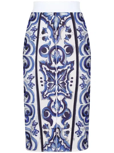 DOLCE & GABBANA MAJOLICA-PRINT MIDI SKIRT