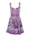 Dolce & Gabbana Violet Dress With Thin Straps And All-over Floral Motif In Cotton Blend Woman In Purple
