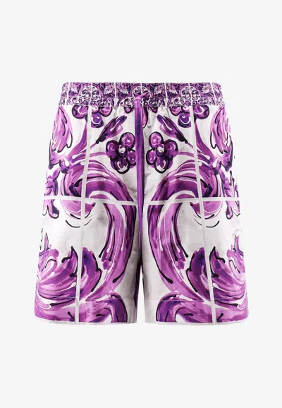 DOLCE & GABBANA MAJOLICA PRINT MINI SHORTS
