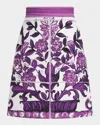 Dolce & Gabbana Majolica Cotton And Linen-blend Miniskirt In Purple