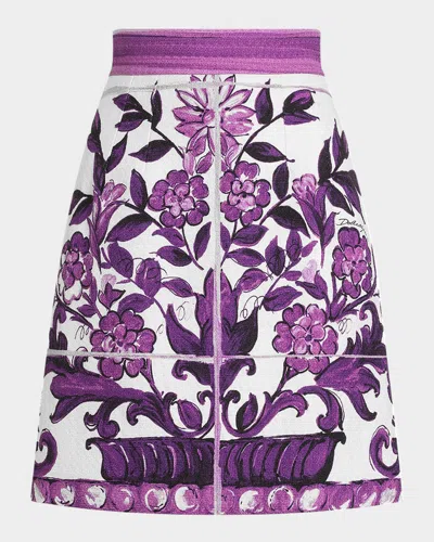 DOLCE & GABBANA MAJOLICA-PRINT MINI SKIRT