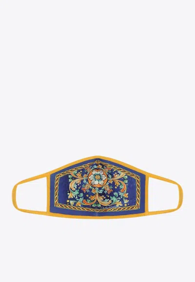 Dolce & Gabbana Majolica-print Neoprene Face Mask In Multicolor