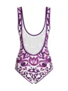 Dolce & Gabbana Majolica Print One Piece Swimsuit In Multi