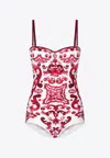 Dolce & Gabbana Majolica-print Underwire One-piece Swimsuit In Multicolor
