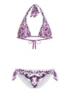 Dolce & Gabbana Women Majolica Print Padded Triangle Bikini Swimsuit In Purple