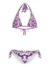 Dolce & Gabbana Women Majolica Print Padded Triangle Bikini Swimsuit In Purple