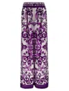 Dolce & Gabbana Majolica Print High Rise Wide Leg Pants In Purple