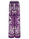 Dolce & Gabbana Majolica Print Silk Twill Pants In Purple
