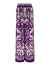 Dolce & Gabbana Majolica-print Twill Trousers In Purple