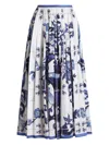 Dolce & Gabbana Majolica-print Long Cotton Satin Skirt In Multi
