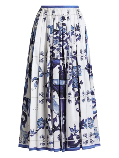 DOLCE & GABBANA MAJOLICA-PRINT PLEATED SKIRT