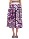 Dolce & Gabbana Pleated Skirt With Maiolica Print In Purple