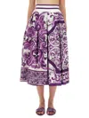 Dolce & Gabbana Pleated Skirt With Maiolica Print In Purple