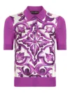 Dolce & Gabbana Polo In Seta Stampa Maiolica