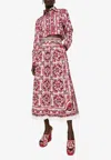 Dolce & Gabbana Majolica Print Poplin Culottes In Pink