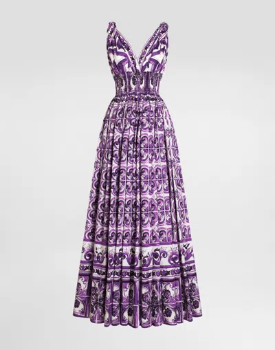DOLCE & GABBANA MAJOLICA-PRINT POPLIN DRESS