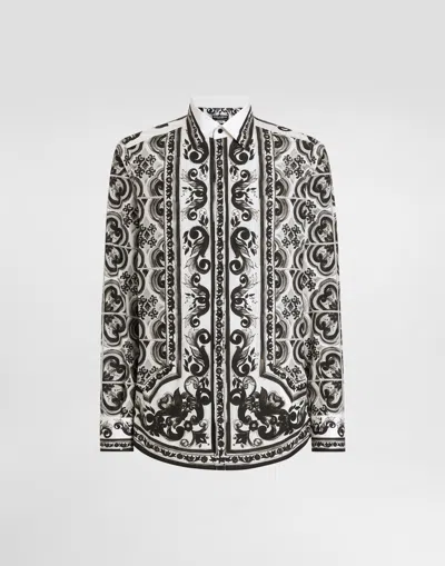 DOLCE & GABBANA MAJOLICA-PRINT POPLIN MARTINI SHIRT
