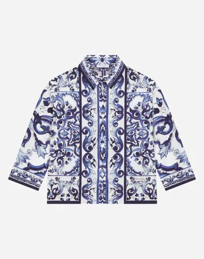 Dolce & Gabbana Majolica-print Poplin Shirt In マルチカラー